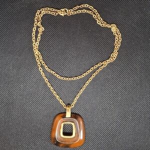 VINTAGE Crown Trifari Midcentury 1955-1960 Brown Marbled Lucite Gold-Tone Chaim